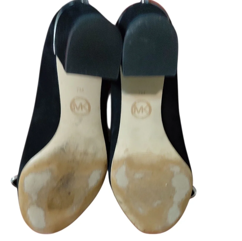 Michael Kors Liza Black Suede Block Heel Pump size 7 M - Picture 8 of 13